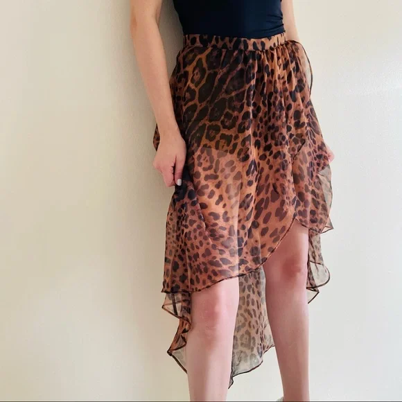 San joy leopard print asymmetrical high low mini skirt - Picture 7 of 10